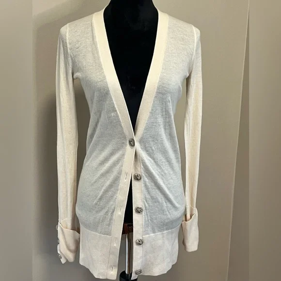 Club Monaco Cream Cashmere Cardigan sz XS - Picture 2 of 13
